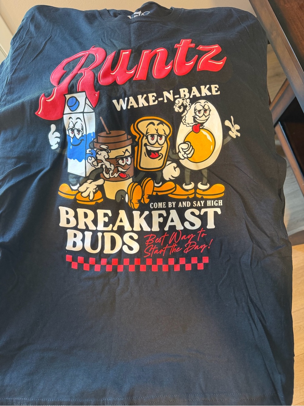 Wake-N-Bake Breakfast Buds Black Graphic Tee